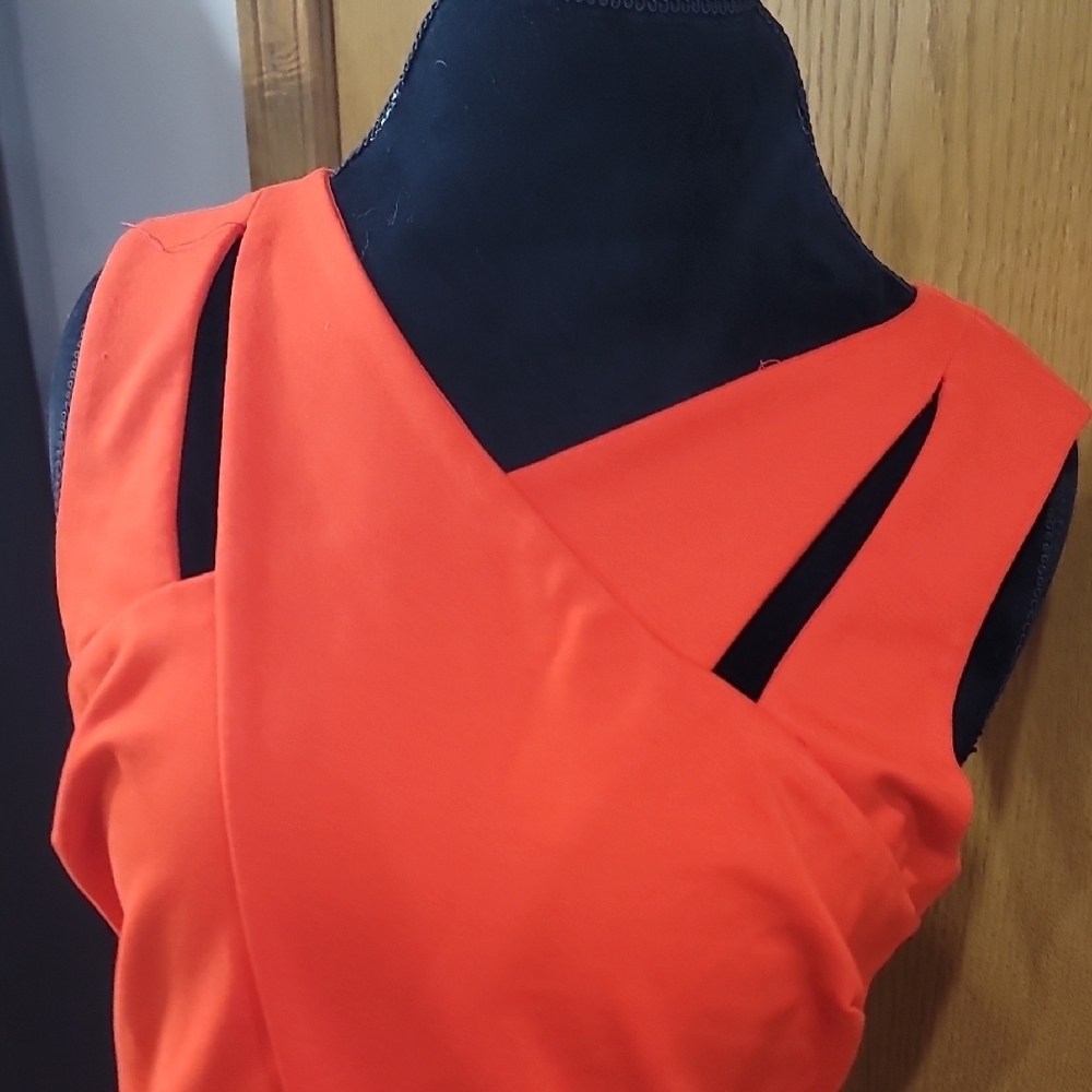Adelyn Rae Bold Orange Cross-Strap Mini Dress - Picture 7 of 9